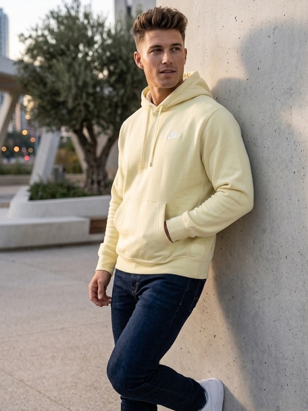 Nike Men’s Pale Yellow Pullover Hoodie